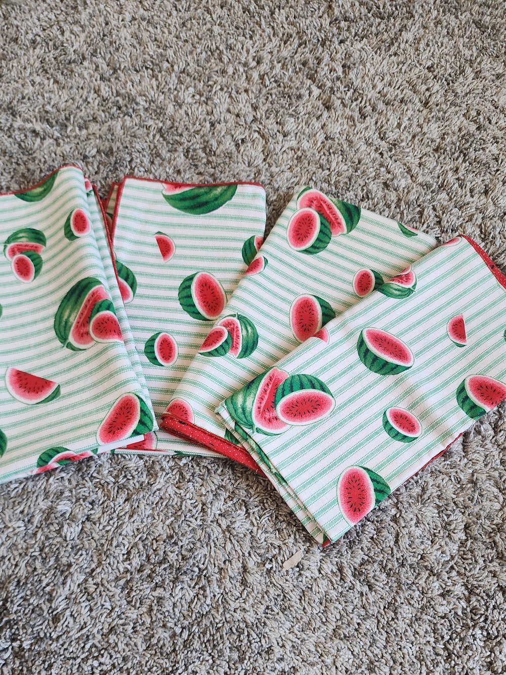 Watermelon Cloth Napkins Set of 4 Reversible Summer 20x20